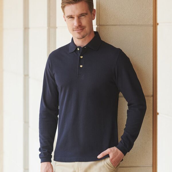 Long sleeve cotton polo Thumbnail